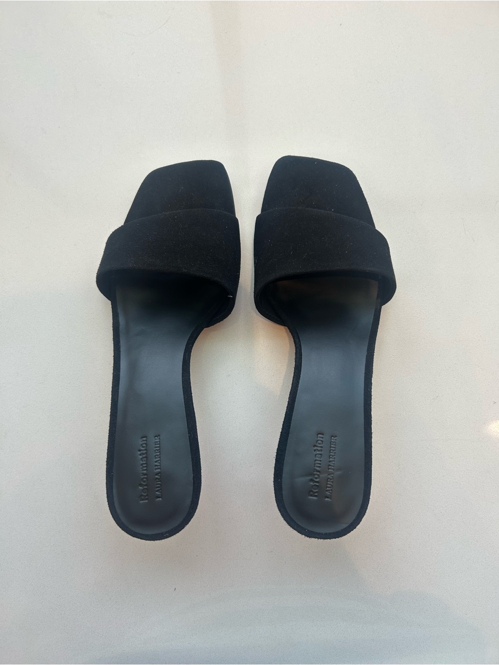Reformation Black Suede Hartzell Heeled Sandal